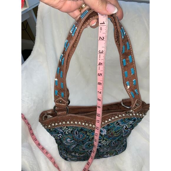 Women's Turquoise Paisley Rhinestone‎ Shoulder Bag - Picture 2 of 7